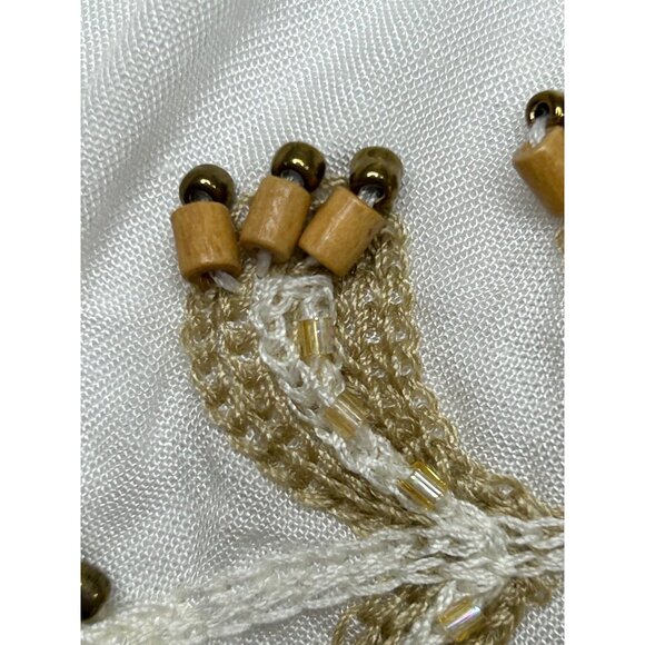 Boheme Skemo Daydream Mini Dress S White Yellow Green Embroidered Beads Tassels - Picture 12 of 16